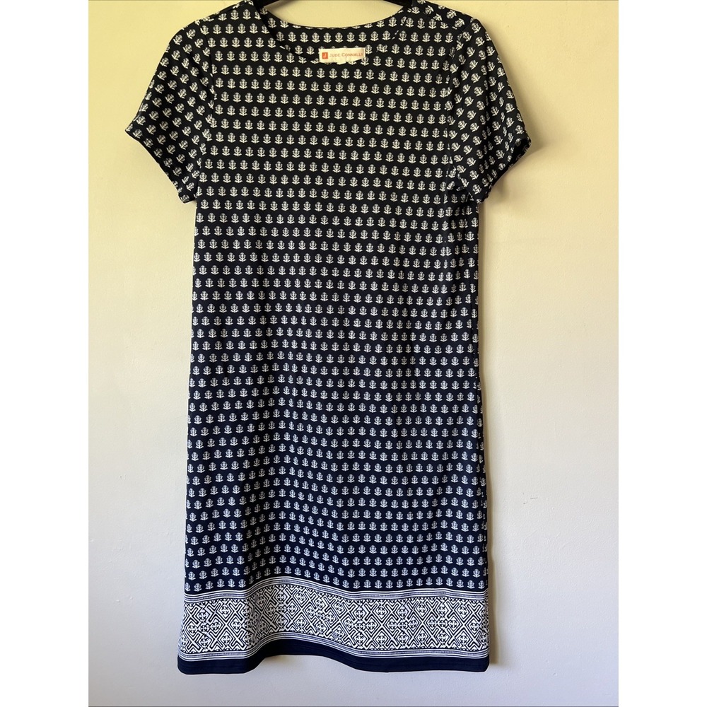 JUDE CONNALLY Ella Dress Tee Shirt Shift Size Small Navy Printed Resort